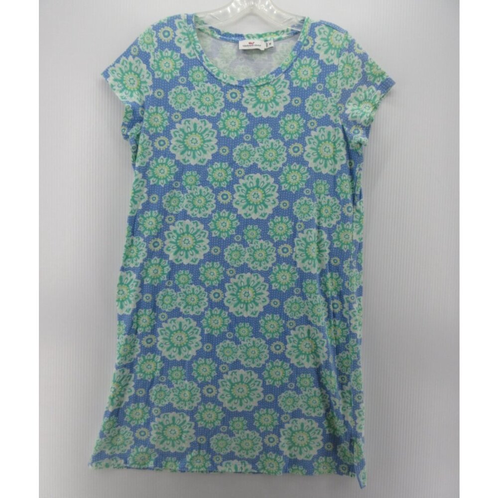 Vineyard Vines Dress Medium Tunic Mini Pullover Floral Stretch Knit